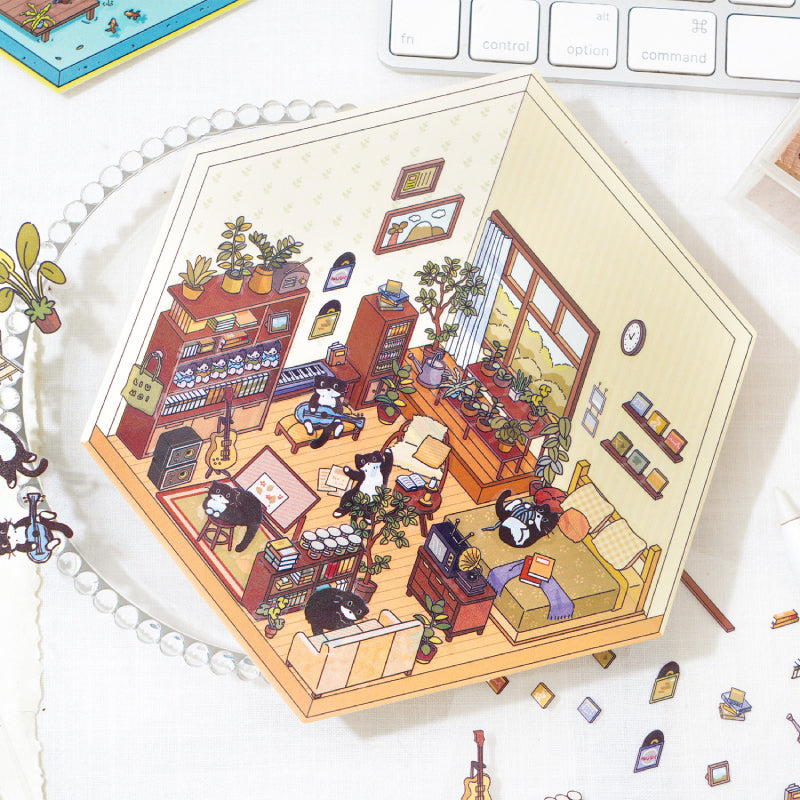 DIY 3D Sticker Scene MG1.0| Cat Leisure Series| Kitchen| Study Room| Bedroom| Yard