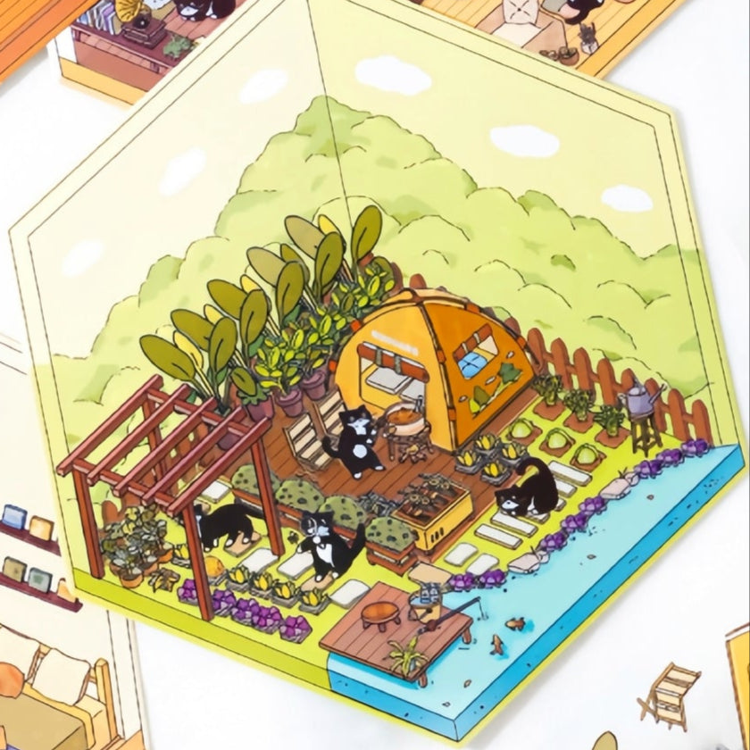 DIY 3D Sticker Scene MG1.0| Cat Leisure Series| Kitchen| Study Room| Bedroom| Yard