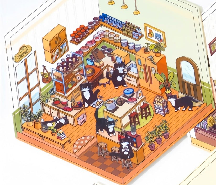 DIY 3D Sticker Scene MG1.0| Cat Leisure Series| Kitchen| Study Room| Bedroom| Yard
