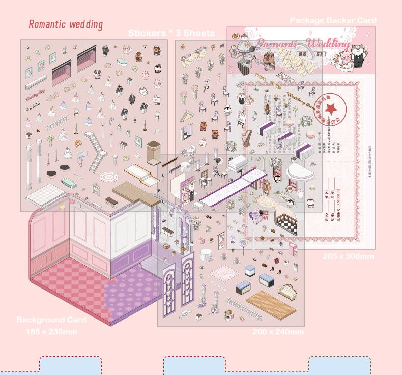 DIY Miniature Sticker Scene| Plus Size| 4 Themes| Romantic Wedding| Working Diary