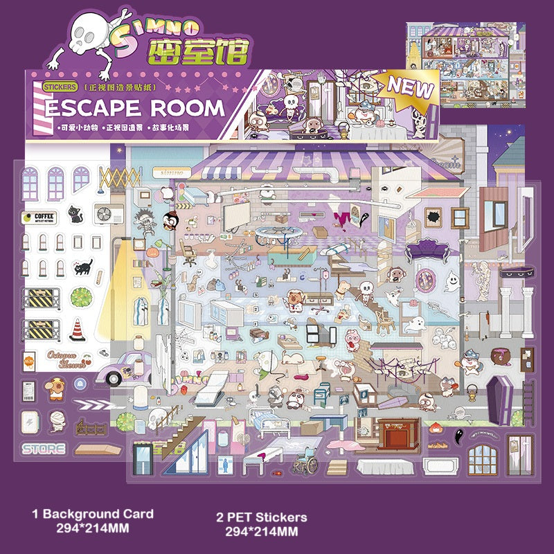 DIY Miniature Sticker Scene| Plus Size| 2 Themes| Escape Room| Film Studio