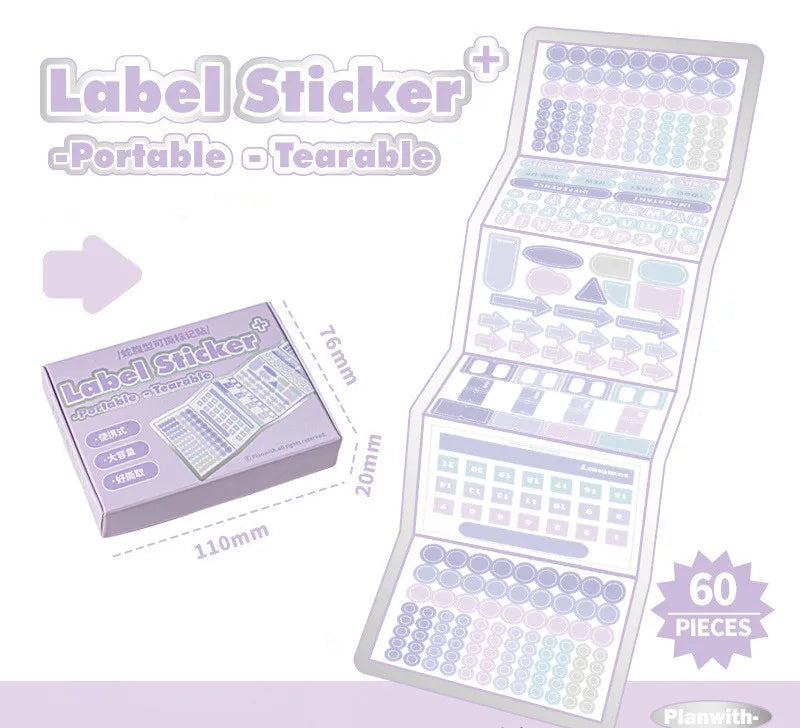 60 Sheets/box Label Sticker