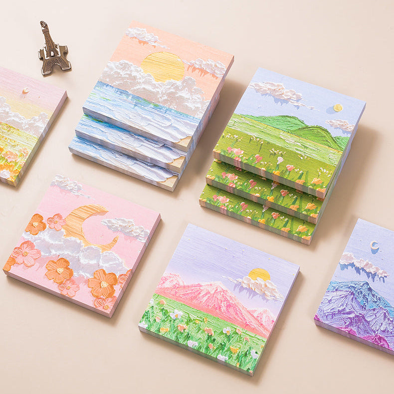 80 Sheets Oil Painting Landscape Sticky Notes