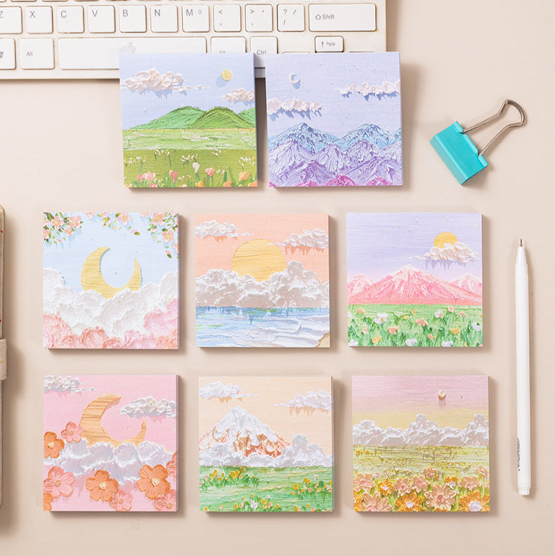 80 Sheets Oil Painting Landscape Sticky Notes