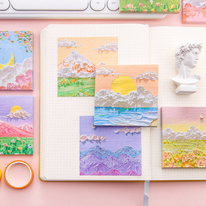 80 Sheets Oil Painting Landscape Sticky Notes