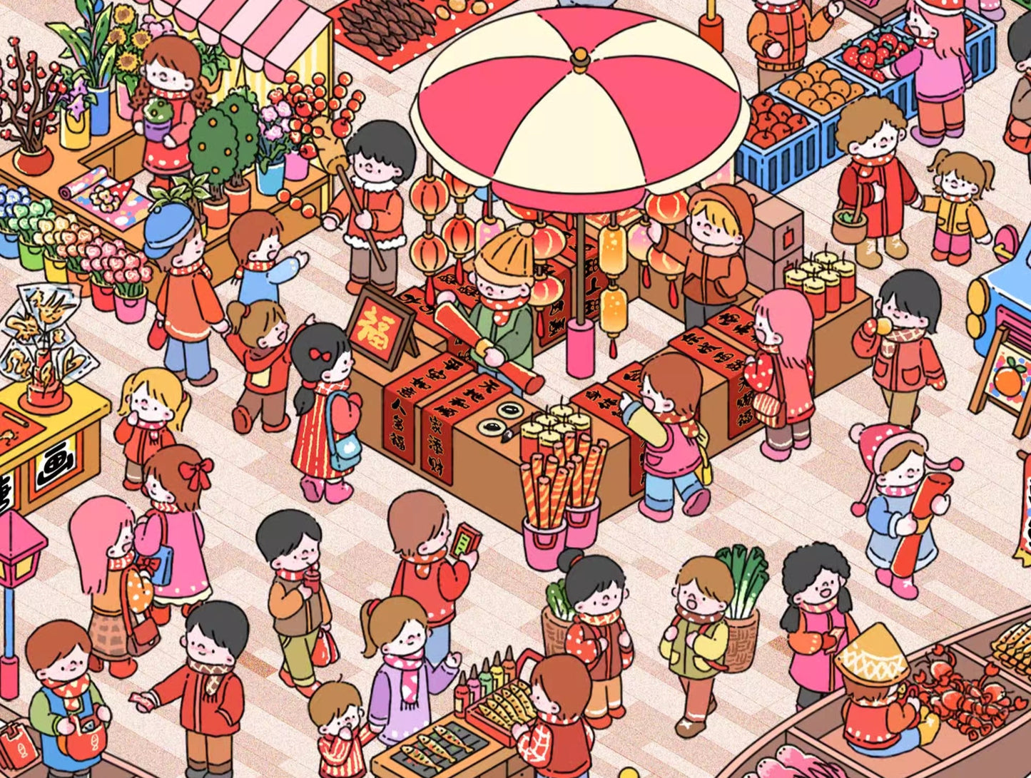 (SOLDOUT)DIY Miniature Sticker Scene| Plus Size| Holiday Series| New Year| New Year Market