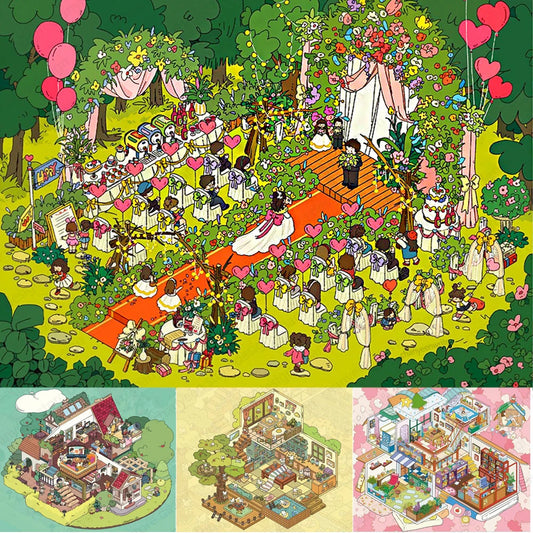 DIY 3D Sticker Scene HB Series| 8 Plus Size Themes| Lawn Wedding| Island Villa| Rabbit Nest| Teaching Building| Peach Academy| Ancient Inn| Ancient Town