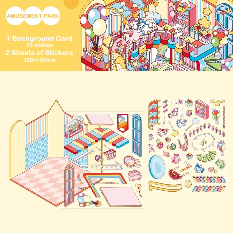 DIY 3D Sticker Scene| Sakura Hot Spring| Magic Party| Snow World| Amusement Park