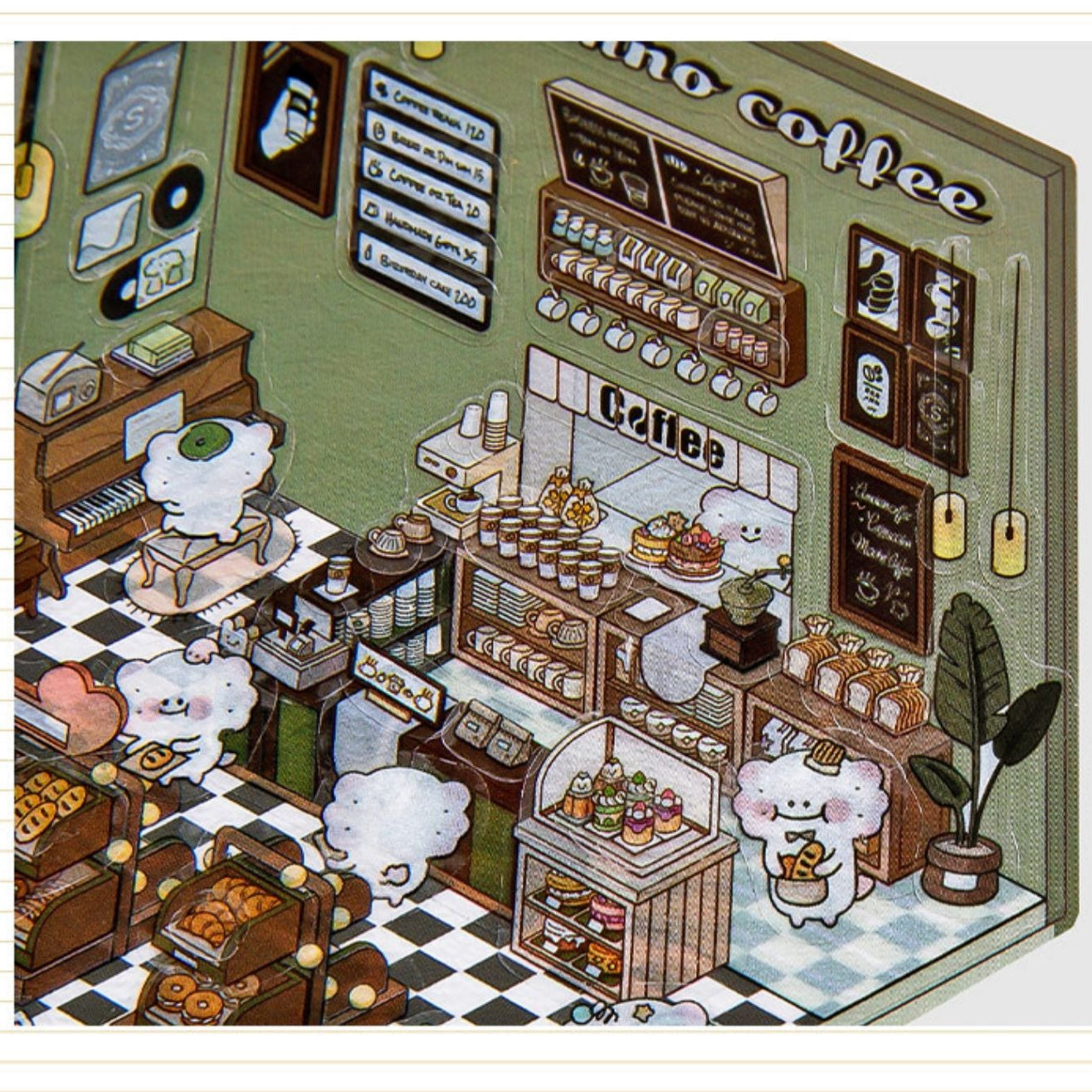 DIY Miniature Sticker Scene| Coffee Shop| Restaurant| Bookstore| Supermarket