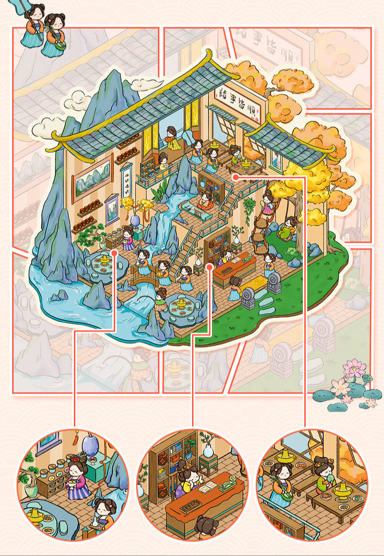 DIY Miniature Sticker Scene YL 28| Plus Size| Tang Dynasty Restaurant| Leisure Temple
