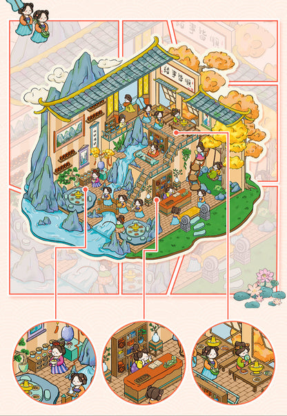 DIY Miniature Sticker Scene YL 28| Plus Size| Tang Dynasty Restaurant| Leisure Temple