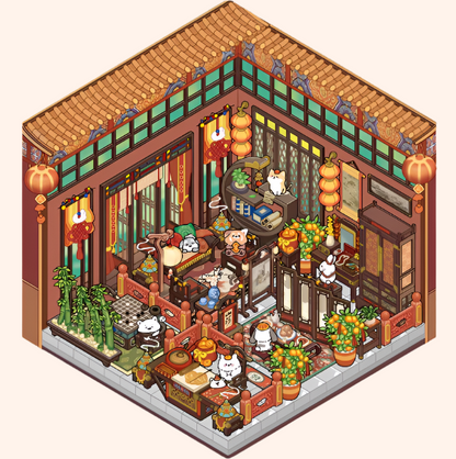 DIY 3D Sticker Scene | Ancient China Theme| Ancient Clinic| Xiqu Stage| Lotus Garden| House