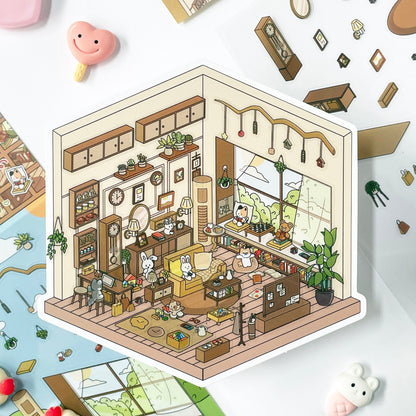 DIY Miniature Sticker Scene| Bedroom| Kitchen| Living Room| Gaming Room