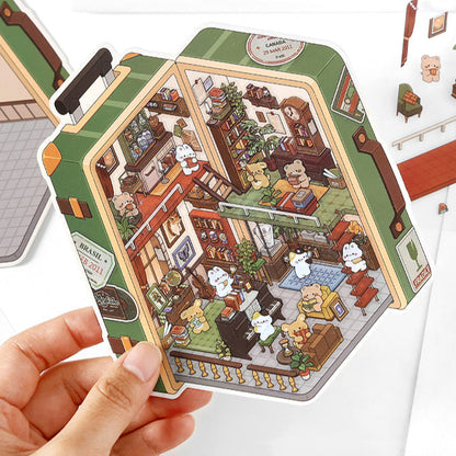 DIY Miniature Sticker Scene| Suitcase| Coffee Truck| Hilltop Camp| Phonebooth Gift Shop