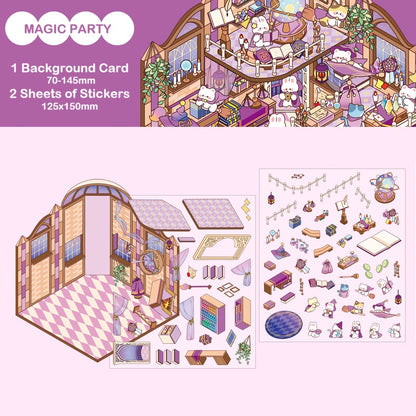 DIY 3D Sticker Scene| Sakura Hot Spring| Magic Party| Snow World| Amusement Park