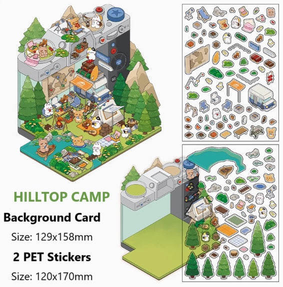 DIY Miniature Sticker Scene| Suitcase| Coffee Truck| Hilltop Camp| Phonebooth Gift Shop