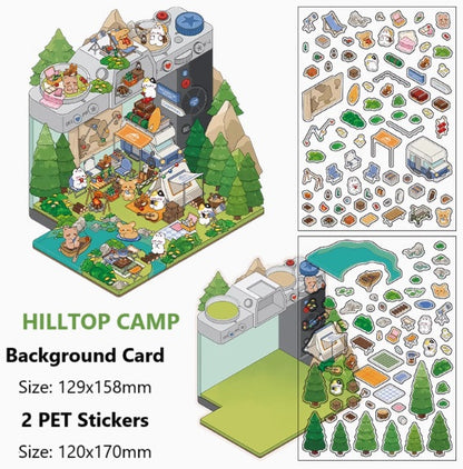 DIY Miniature Sticker Scene| Suitcase| Coffee Truck| Hilltop Camp| Phonebooth Gift Shop