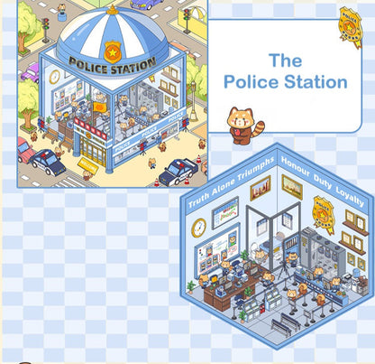 DIY 3D Sticker Scene- Special 2 Layer FH1.0| Train Station| Grand Hotel| Police Station| Cafeteria