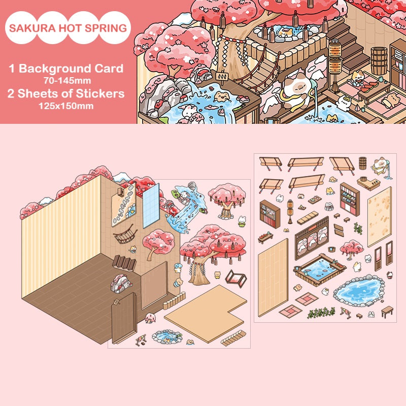 DIY 3D Sticker Scene| Sakura Hot Spring| Magic Party| Snow World| Amusement Park