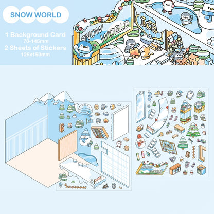 DIY 3D Sticker Scene| Sakura Hot Spring| Magic Party| Snow World| Amusement Park